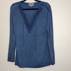 Wrangler Blue Lace Tie Up Long Sleeve
